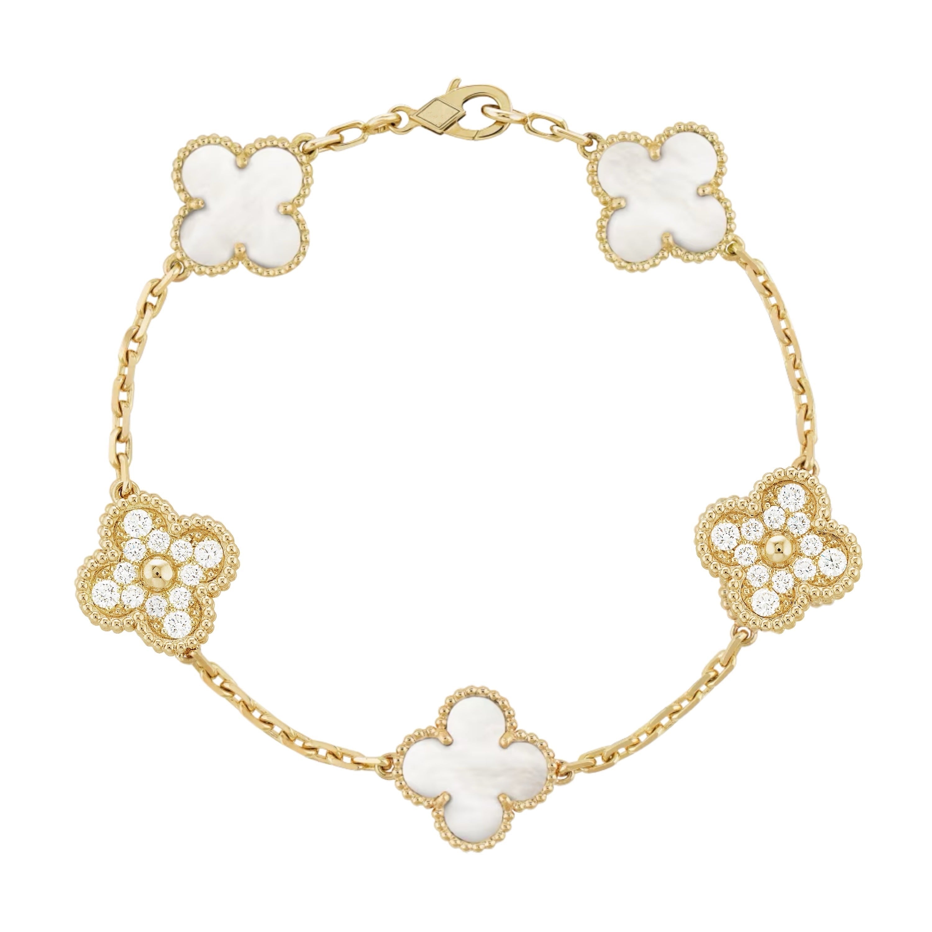 DELUXE KLEEBLATT ARMBAND | WEISSGOLD