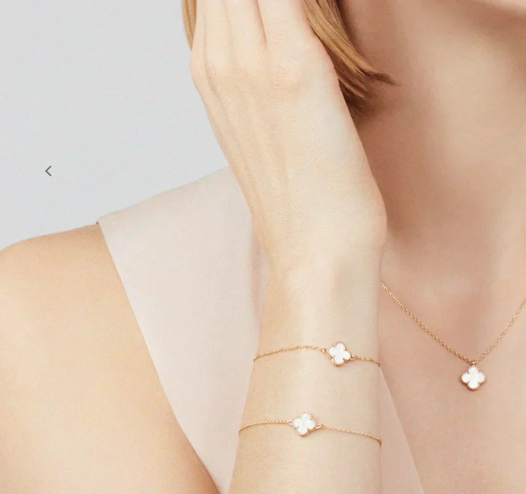 KLEEBLATT HALSKETTEN | WEISSES GOLD