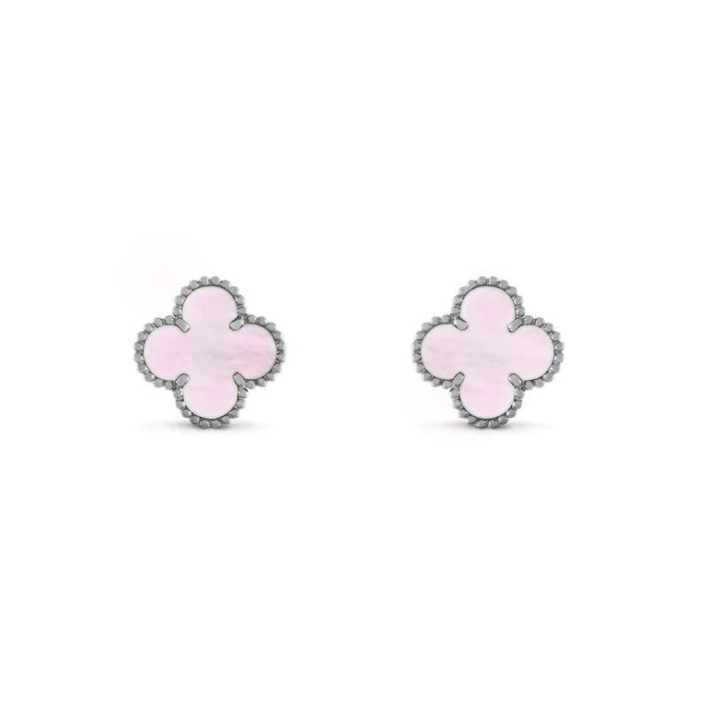 KLEEBLATT OHRRINGE | SILBER ROSA