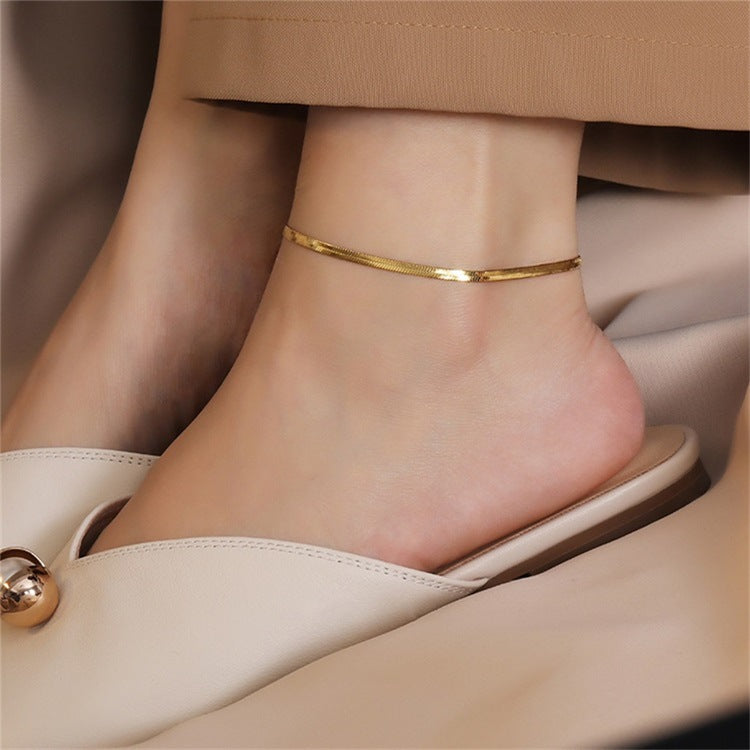 GIA GOLD HERRINGBONE FUSSKETTE