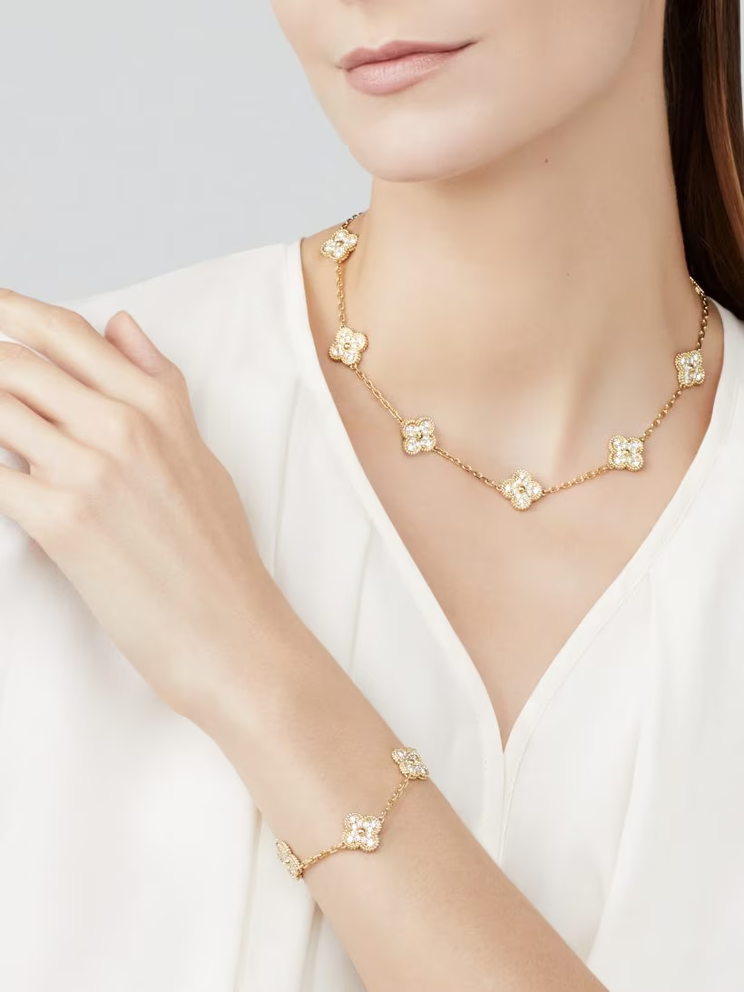 KLEEBLATT DIAMANTHALSKETTE 10 | GOLD
