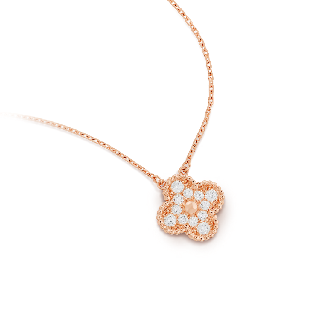 KLEEBLATT DIAMANTHALSKETTE | ROSÉGOLD