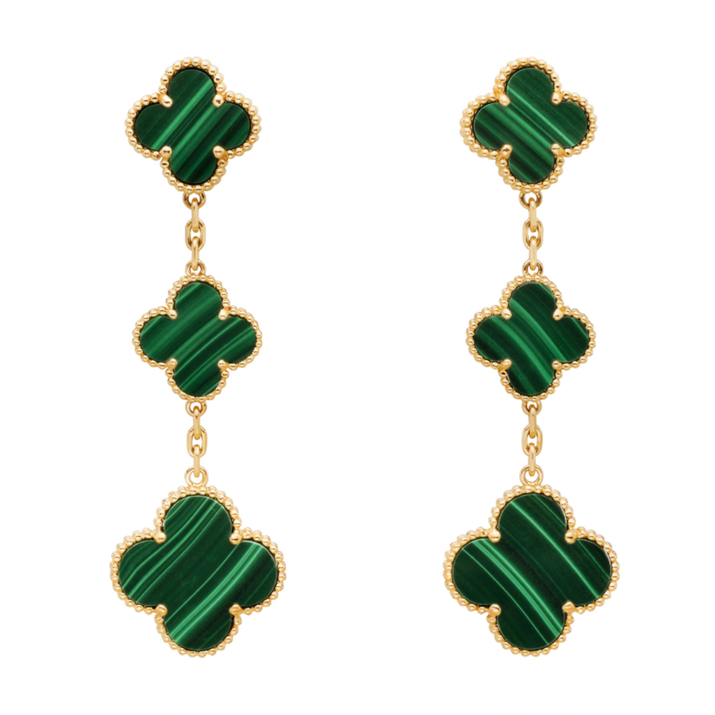 VIERBLÄTTRIGE KLEE-Ohrringe MIT MEHREREN CHARMS | SMARAGD