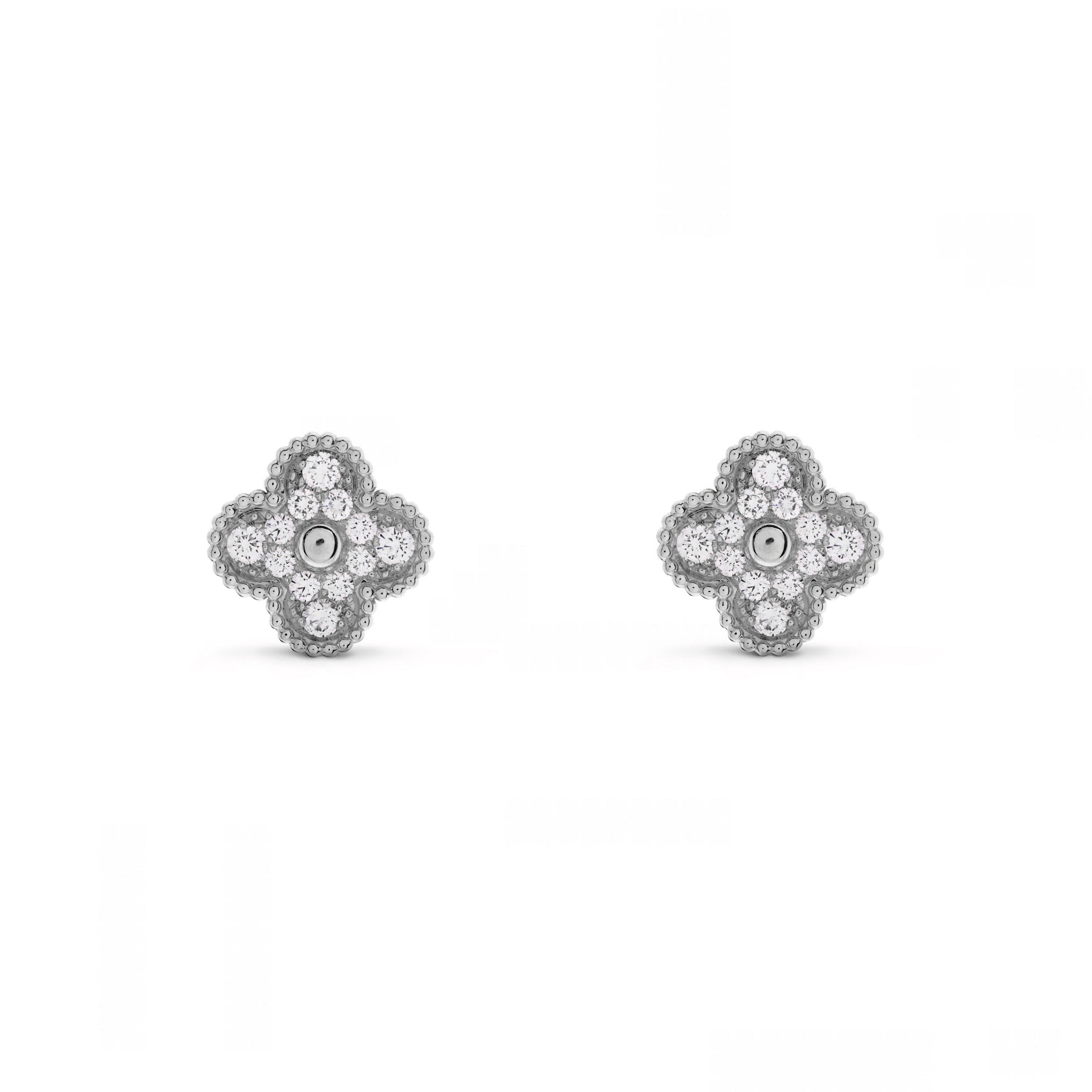 KLEEBLATT DIAMANT-OHRRINGE | SILBER