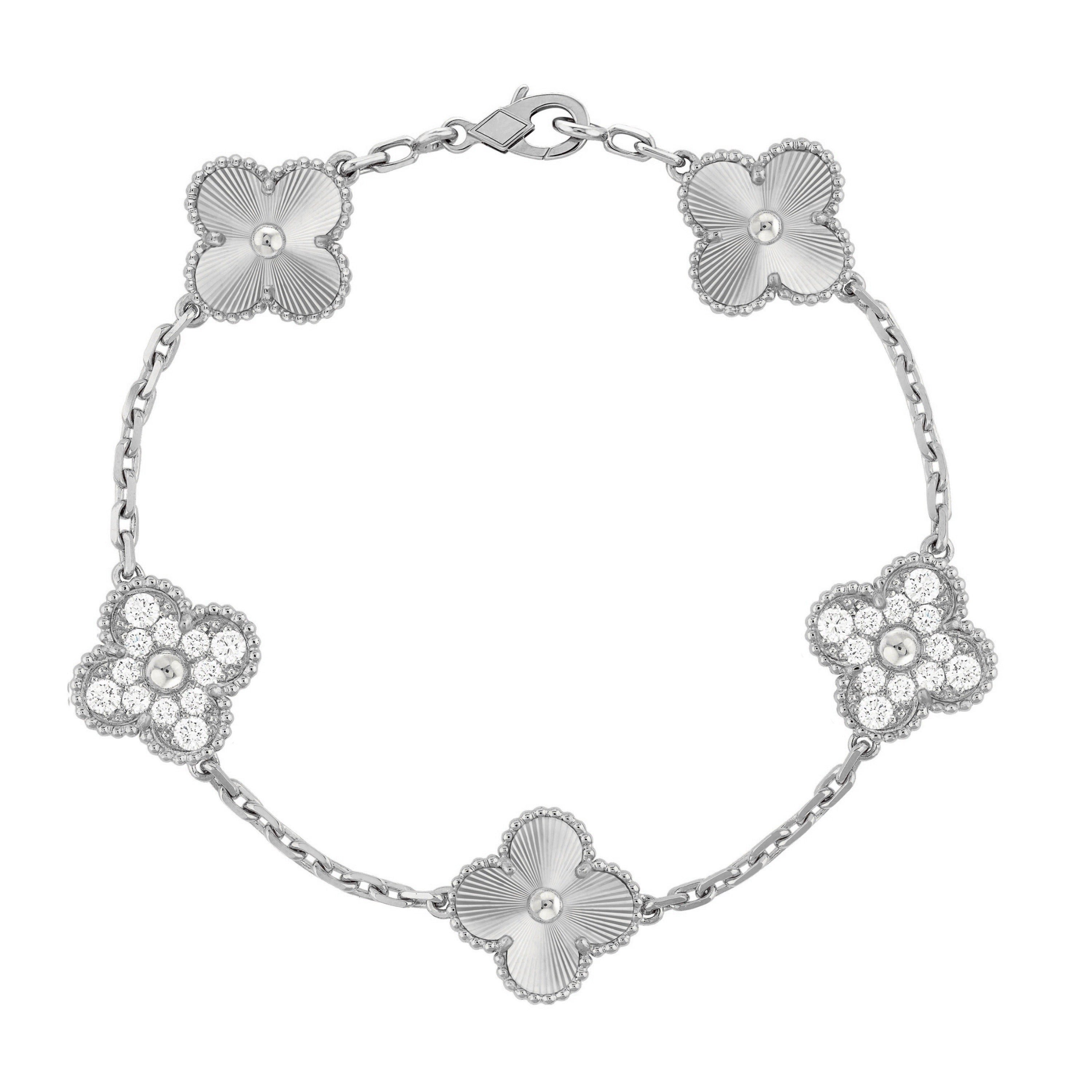 DELUXE KLEEBLATT DIAMANT ARMBAND | SILBER