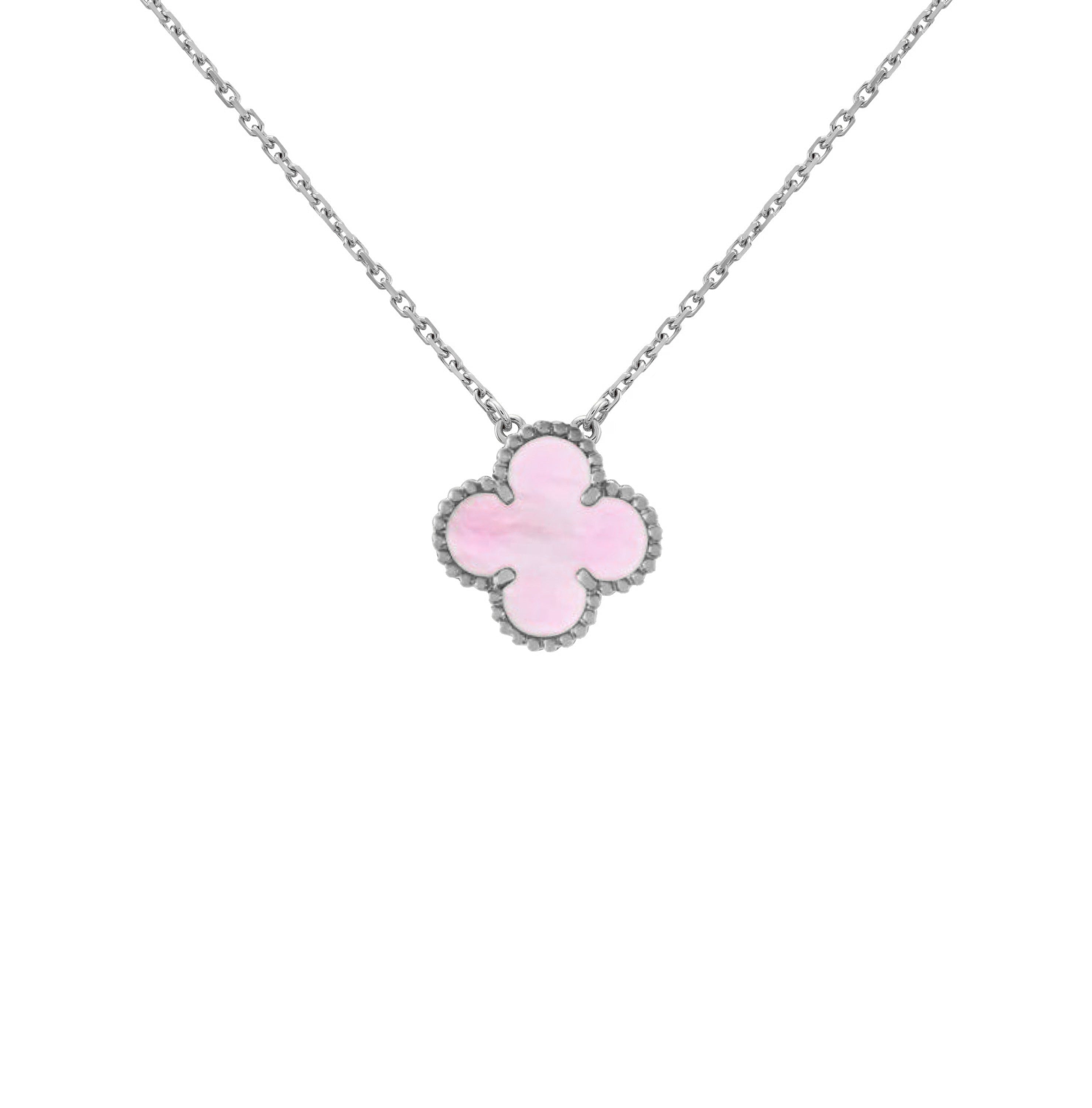 KLEEBLATT HALSKETTEN | PINK SILBER