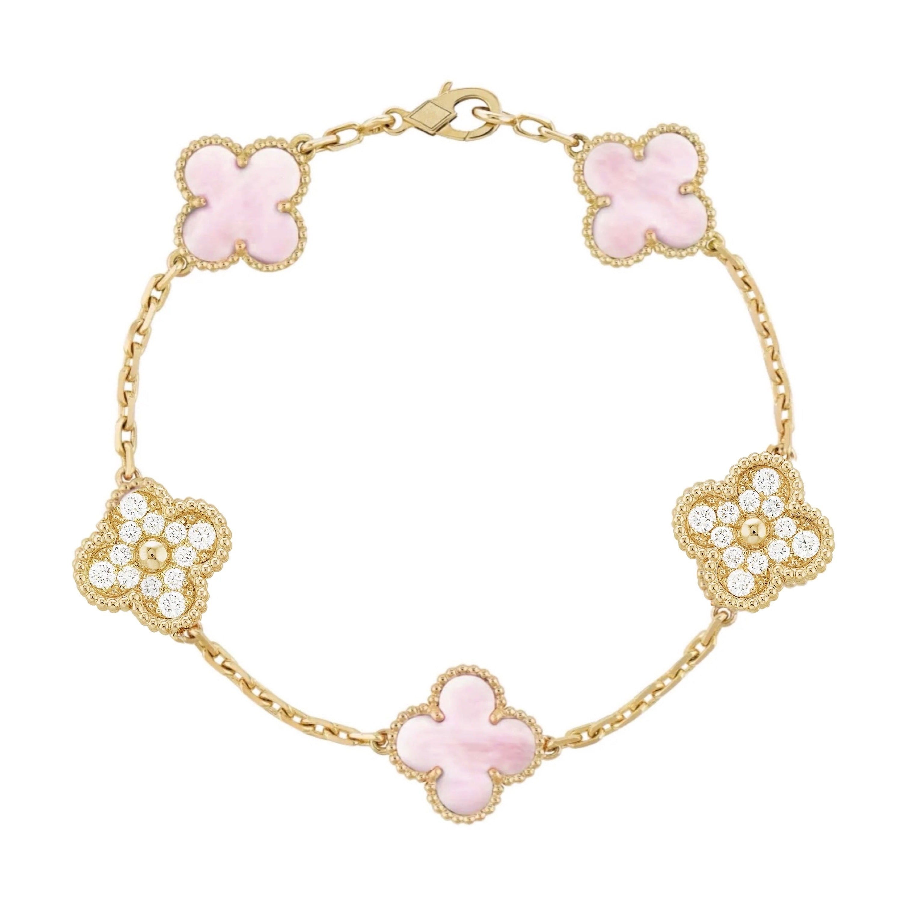 KLEEBLATT DIAMANT ARMBAND | GOLD ROSA