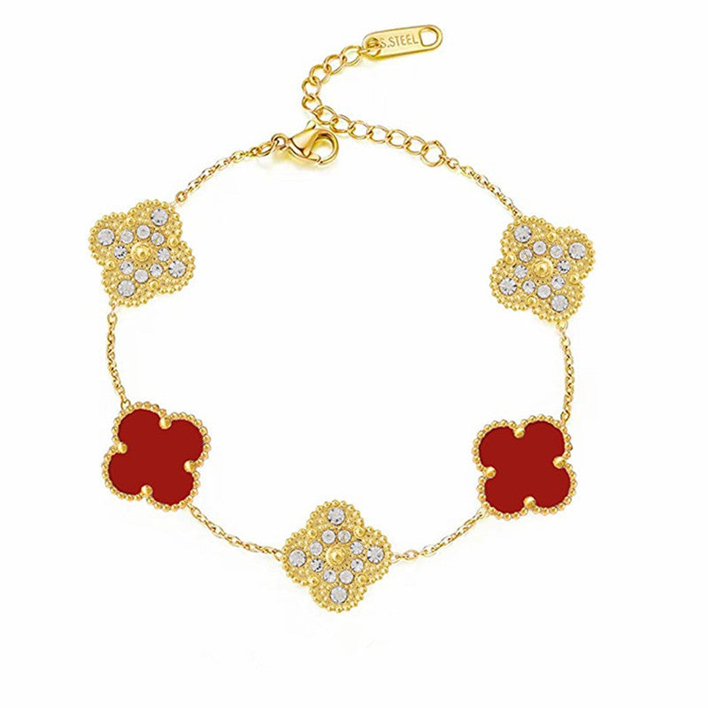 DELUXE KLEEBLATT ARMBAND | RUBIN