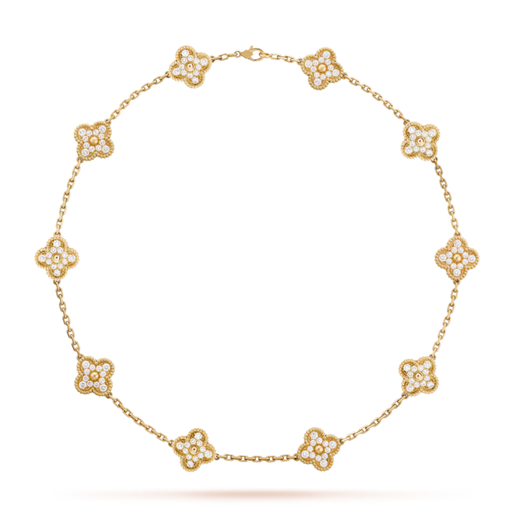 KLEEBLATT DIAMANTHALSKETTE 10 | GOLD