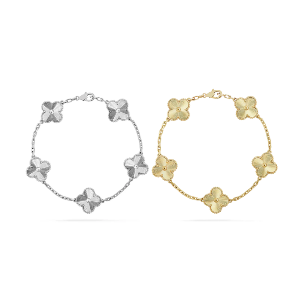 KLEEBLATT ARMBANDSET | GOLD SILBER