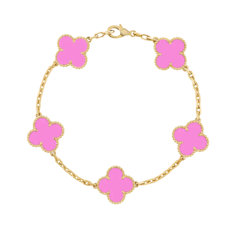 KLEEBLATT ARMBAND | NEONPINK GOLD